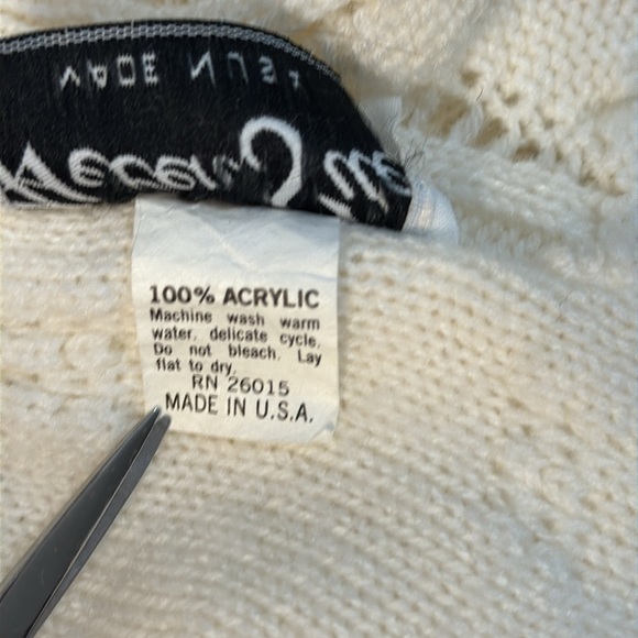 Vintage Helen Sue Acrylic Ivory Open CableKnit Short Cap Sleeve Sweater - Picture 8 of 8